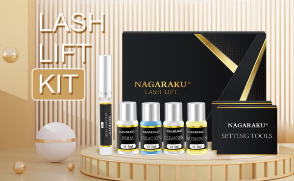 NAGARAKU Kit de elevación de pestañas semipermanente rizado permanente retención de onda 40-60 días profesional para salón